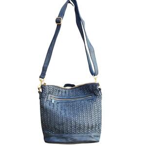 Neiman Marcus Navy Woven Shoulder Bag Backpack